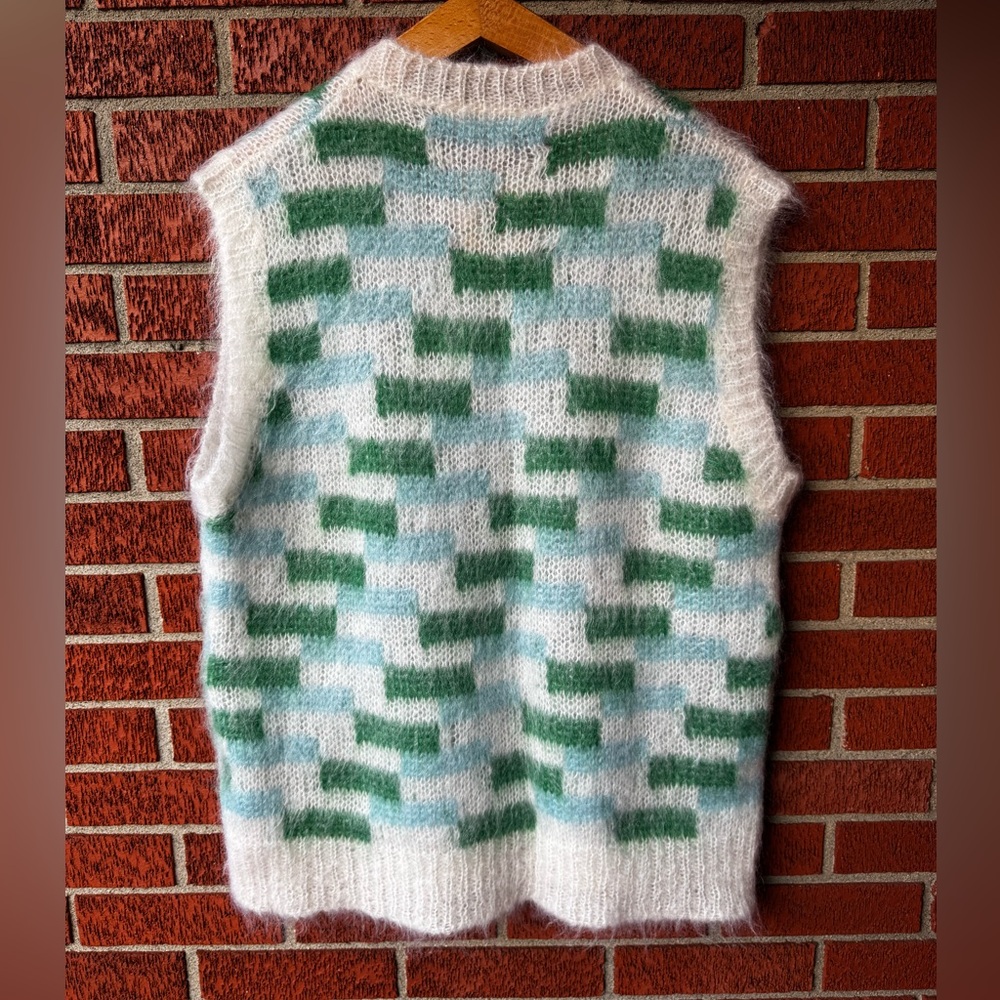 MARNI yarn wool V-Neck men vest stone white green SZ 40 NWT - Picture 2 of 9